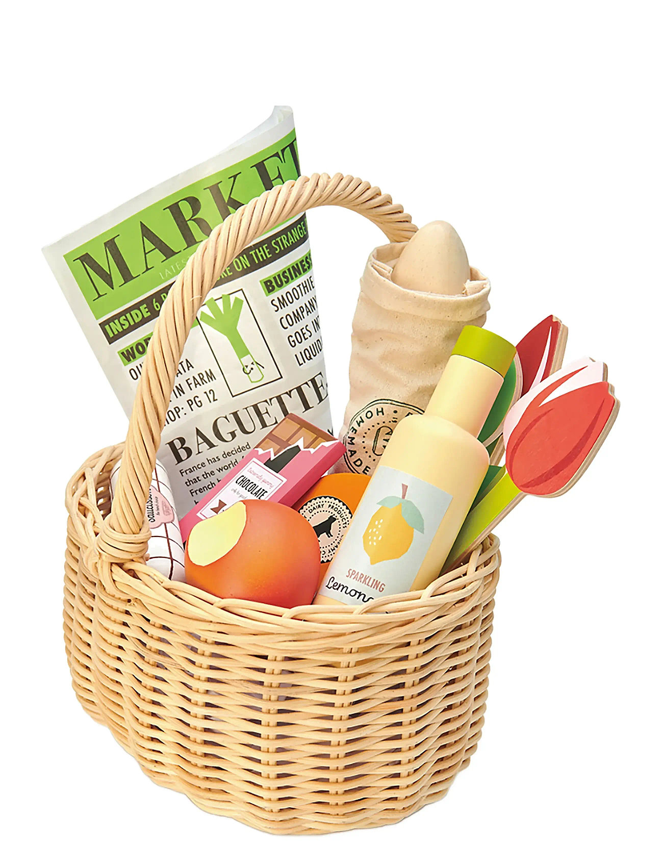 Wicker Shopping Basket Toys Role Play Toy Market Stalls & Accessories Multi/patterned Tender Leaf