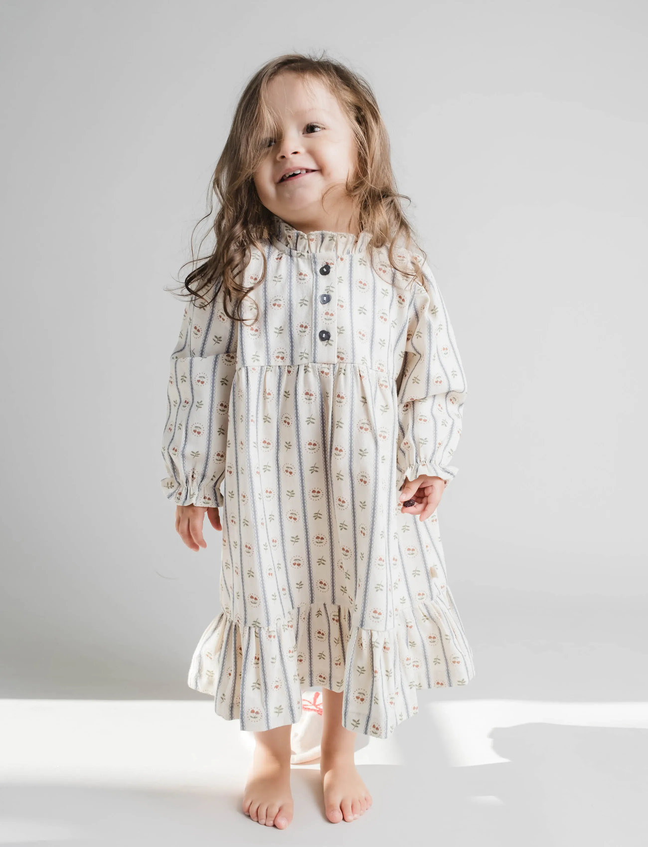 That's Mine Flicka Dress, 110, Beige, Babykjoler > Langærmede Babykjoler, Børn