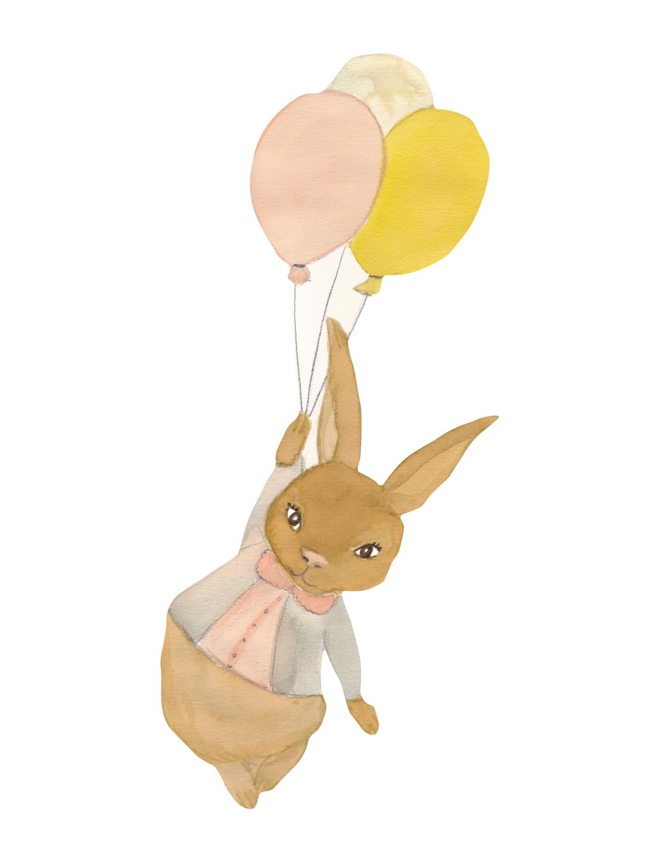 Rabbit Girl Airballoon Home Kids Decor Wall Stickers Animals Brown That's Mine