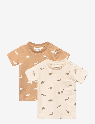 Tino T-Shirt 2-Pack - t-shirt à manches courtes avec motif - dinosaur kelp/oatmeal