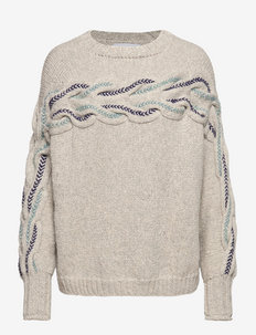 Jūra Sweater - gensere - embroidered pebble grey