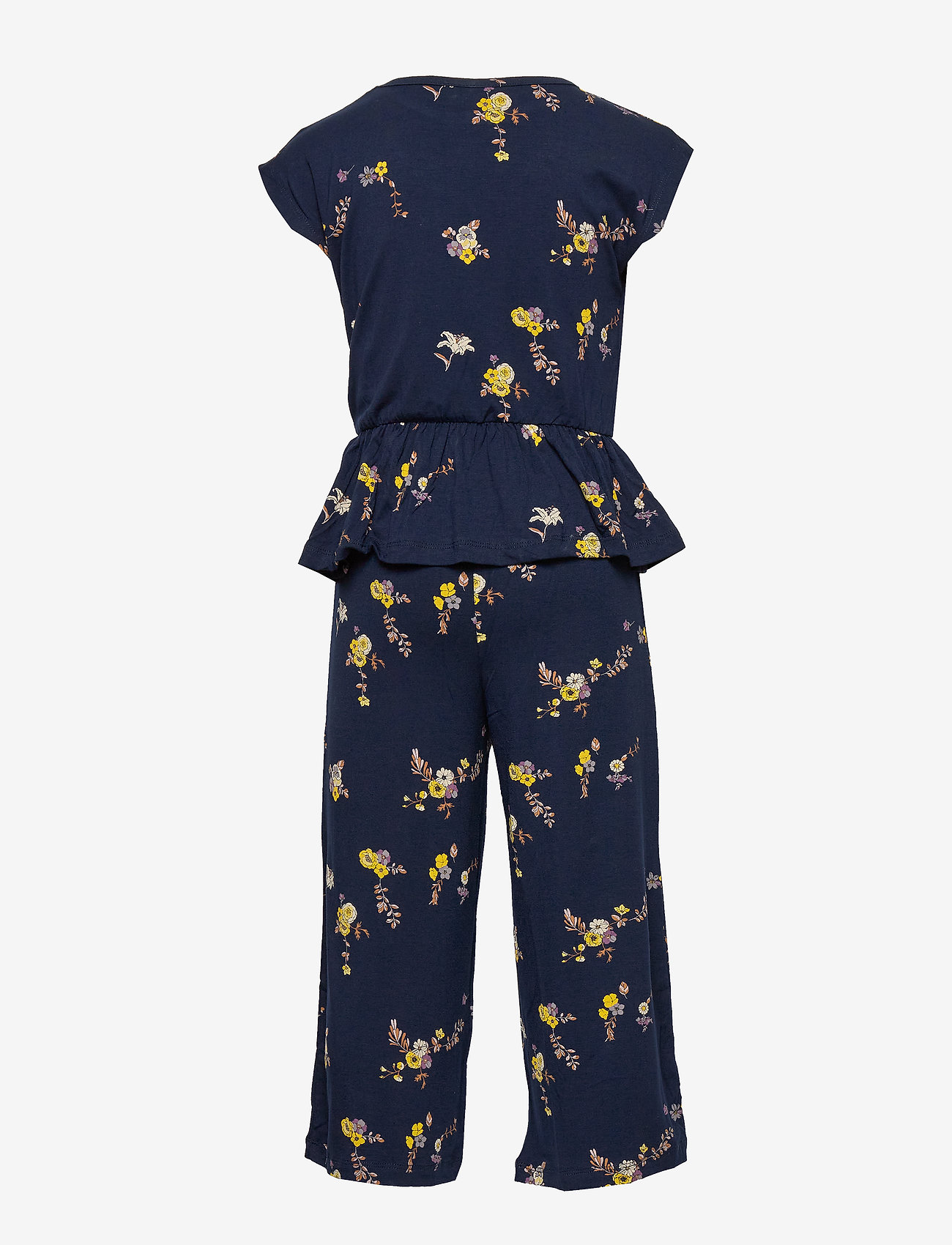 navy blue jumpsuit with blazer