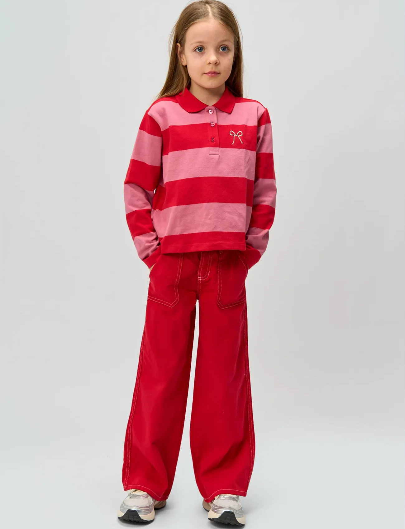The New Tnrosita Wide Pants, 110/116, Red, Jeans > Løse Jeans, Børn
