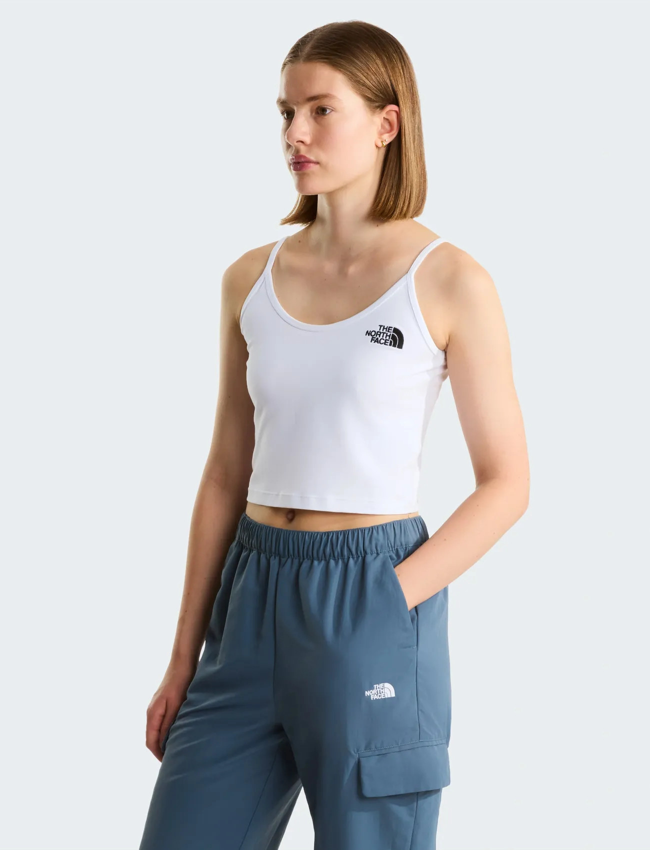 The North Face W Simple Dome Slim Crop Tank, S, White, Sport Crop Overdele > Sport Sleeveless Crop Overdele, Dame