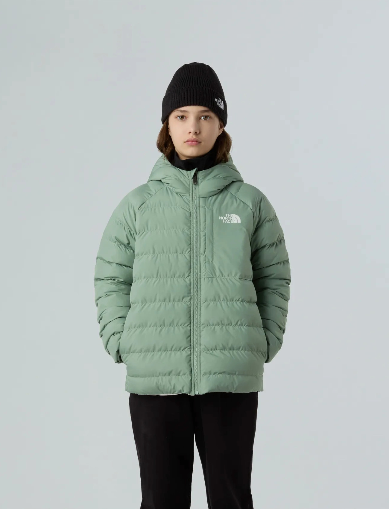 The North Face G Reversible Perrito Hooded Jacket, 135-144, Green, Sneskibeklædning > Sneskijakke, Børn