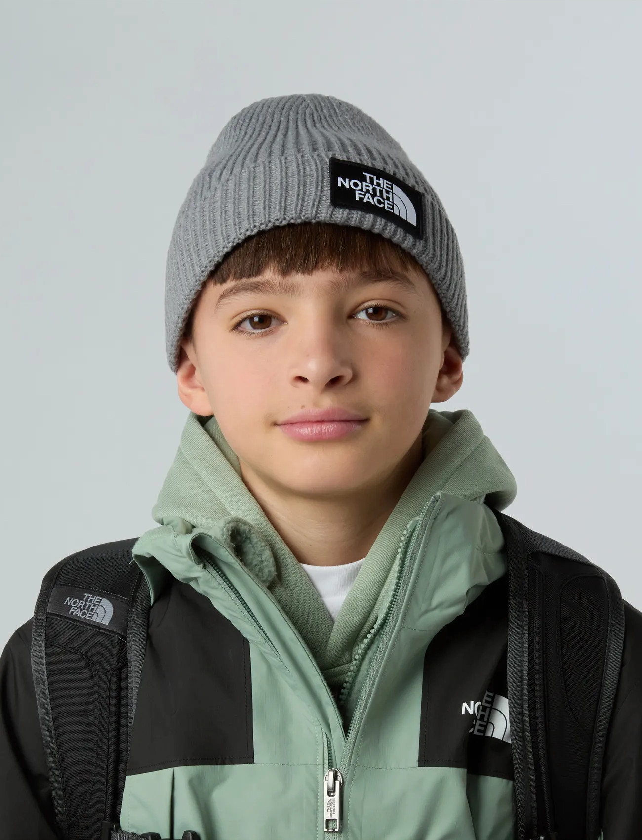 The North Face Kids Tnf Logo Box Cuffed Beanie, OS YOUTH, Grey, Huer > Beanie, Børn