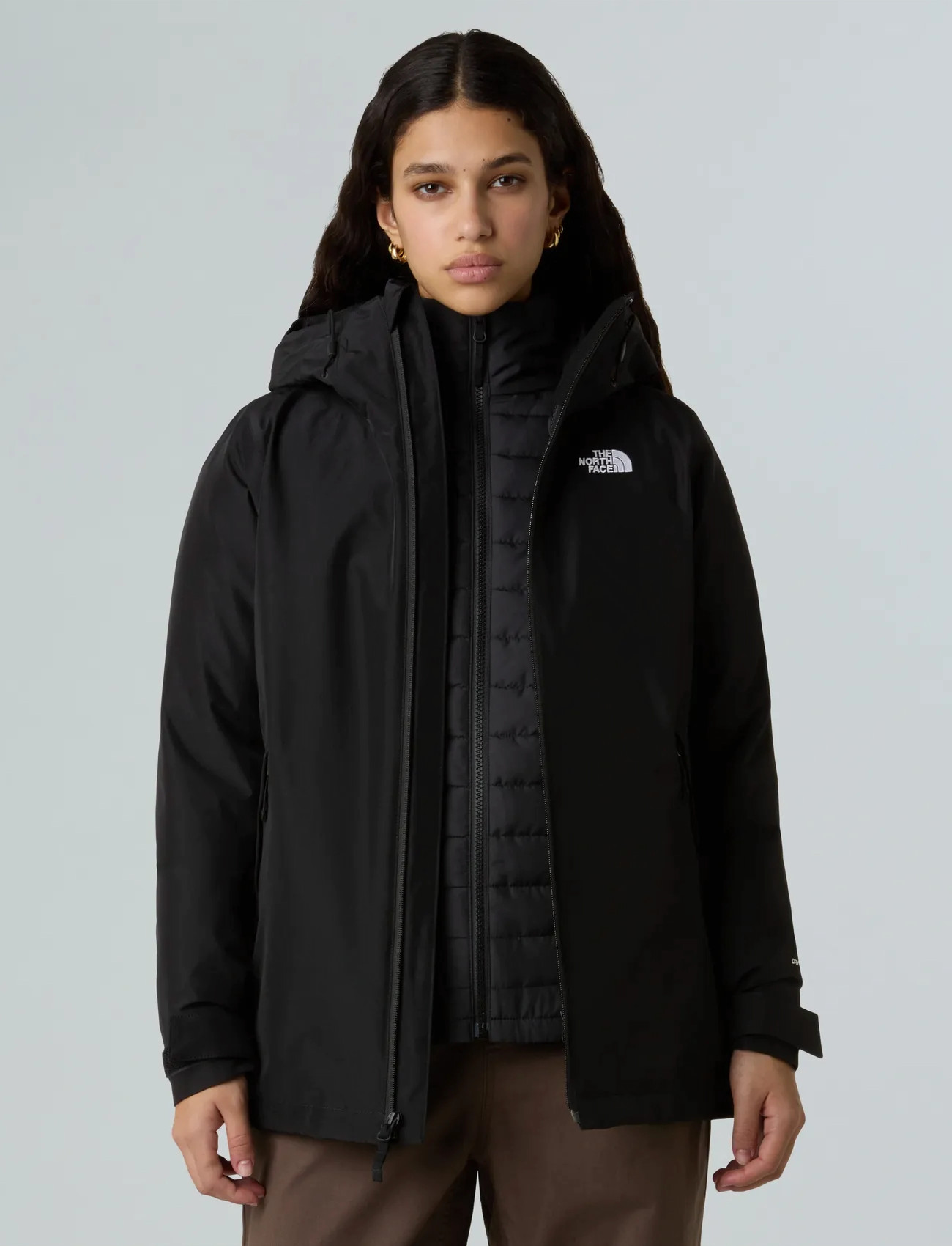 The North Face W Carto Mono Triclimate Hooded Jacket, L, Black, Sport Jackets > Sport Outdoor Jackets, Dame