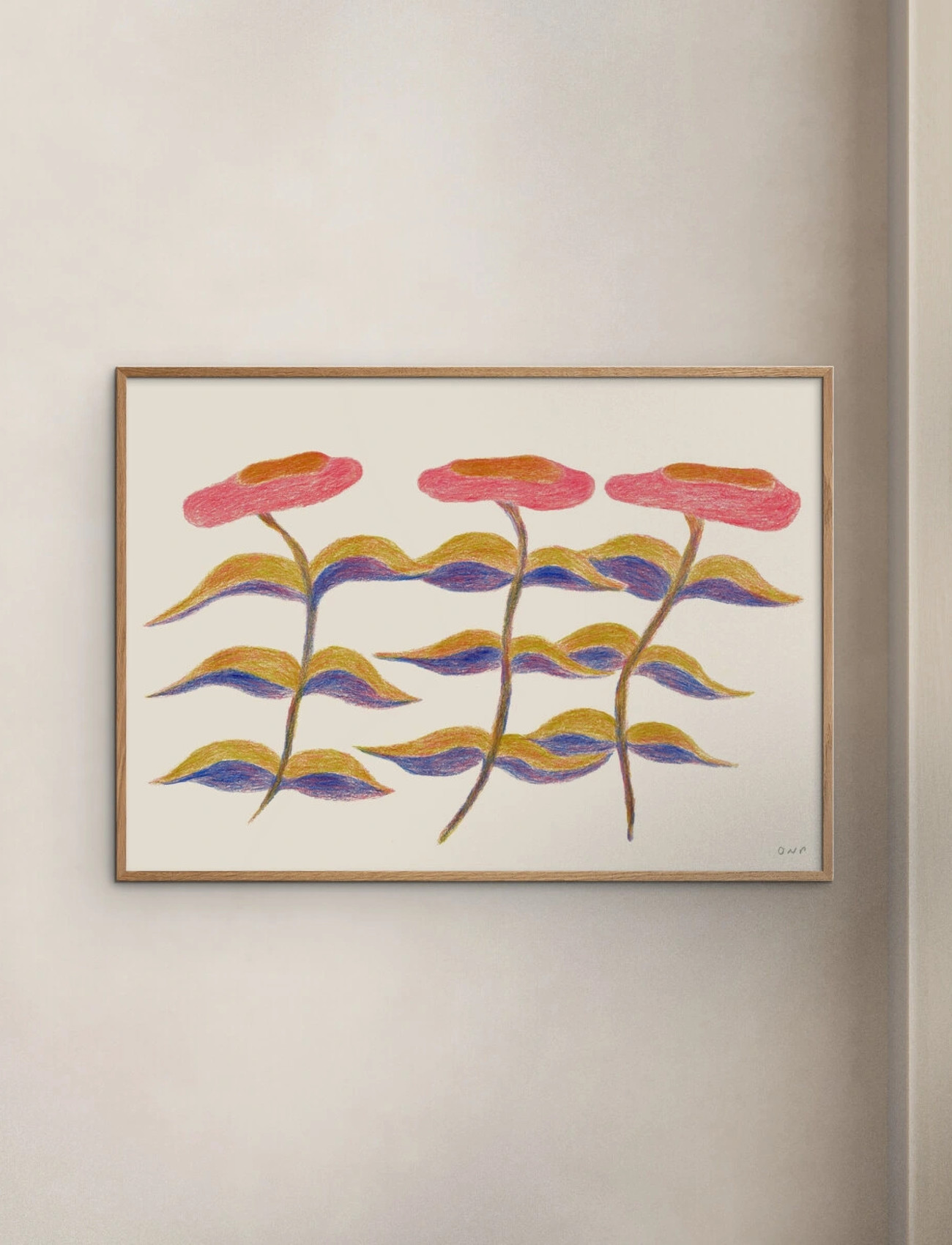 The Poster Club The Poster Club X Ojuna Njama Petersen - Three Flowers, 50X 70 cm, Pink, Plakater > Botaniske, Unisex