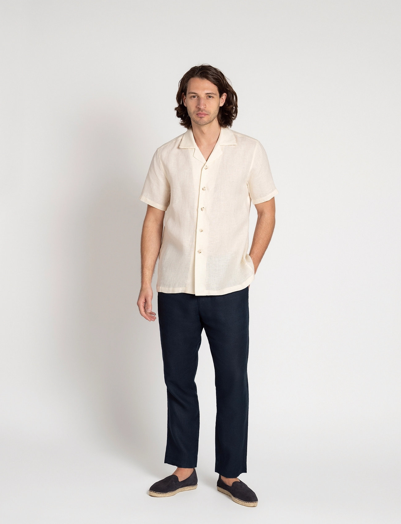 The Resort Co. Linen Resort Shirt Ivory, XL, Beige, Skjorter > Afslappet Shirts, Herre