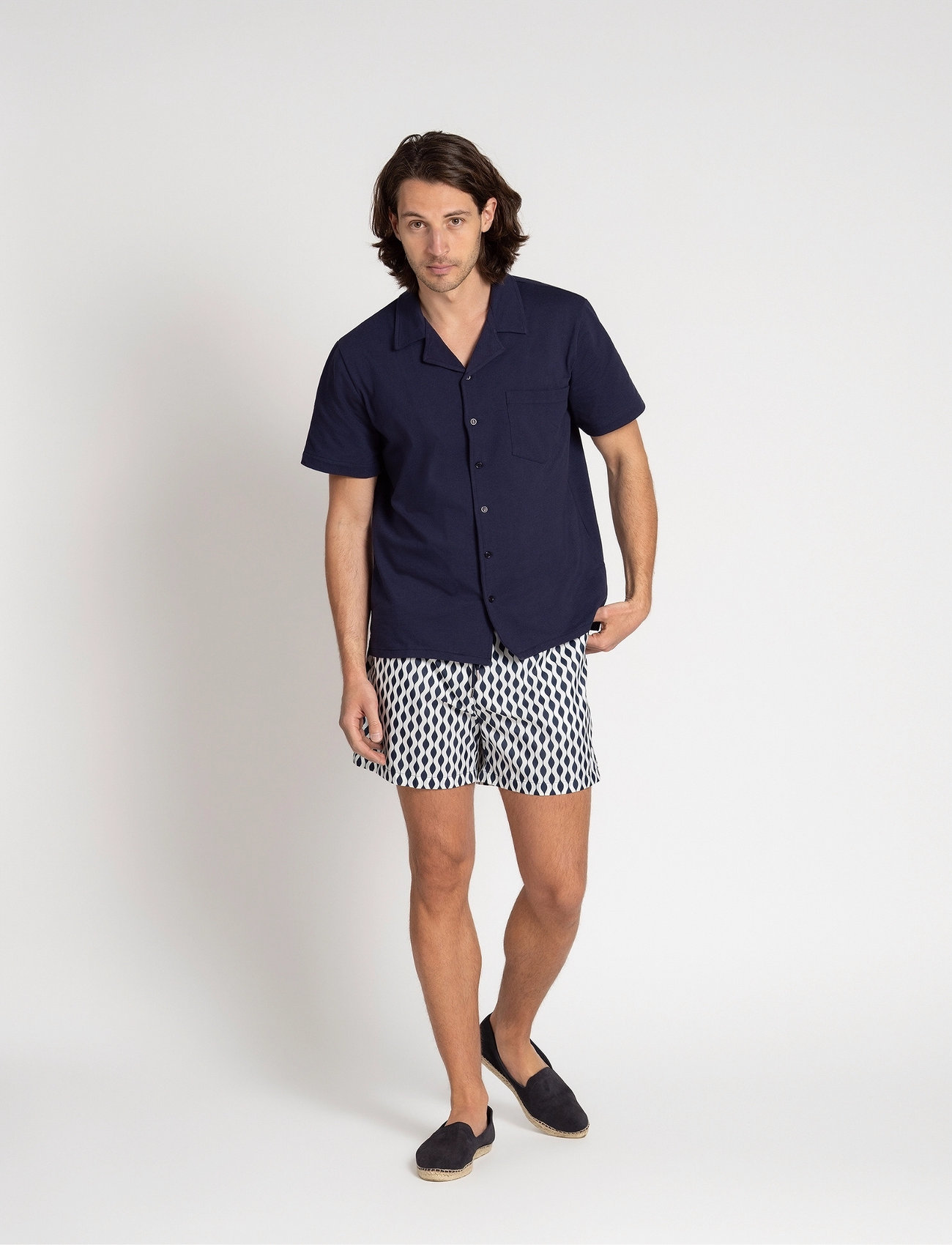 The Resort Co. Piqué Resort Shirt Navy, L, Navy, Skjorter > Kortærmede Shirts, Herre