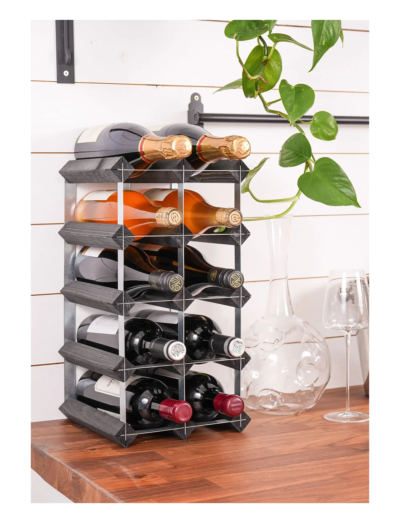 The Swedish Wine Rack Factory 12 Bottle Self Assembly Kit Black Ash, One Size, Black, Møbler > Hylder, Unisex