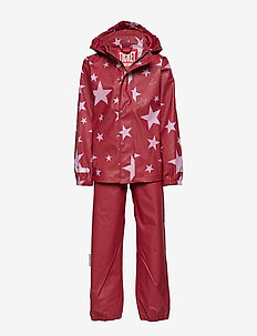 Authentic rubber rain set dfj with detachable hood - WILD ROSE-ROSE