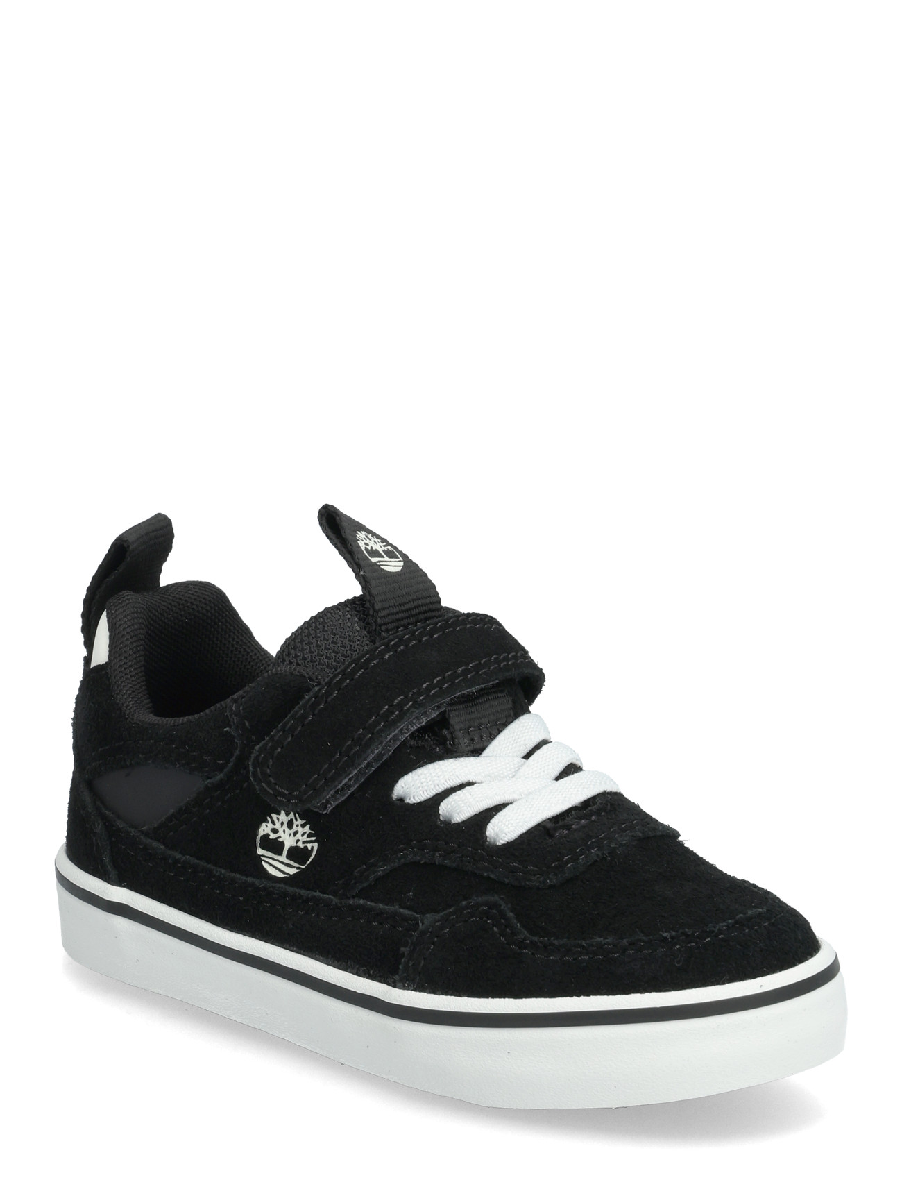 Timberland Stone Jump Low Hook & Loop Sneaker Black Suede, 28, Black, Sneakers > Sneakers Med Lav Top, Børn