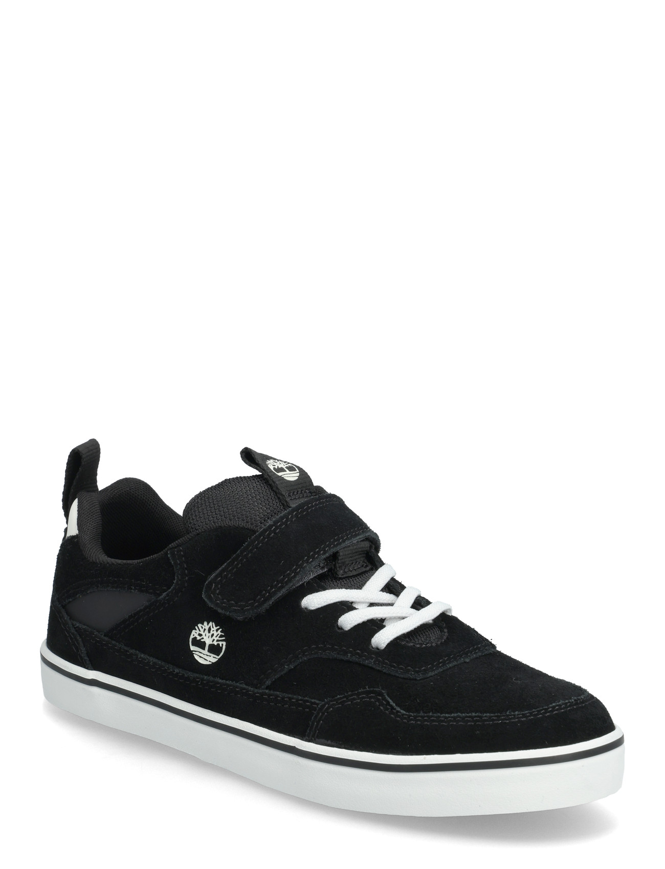 Timberland Stone Jump Low Hook & Loop Sneaker Black Suede, 38, Black, Sneakers > Sneakers Med Lav Top, Børn