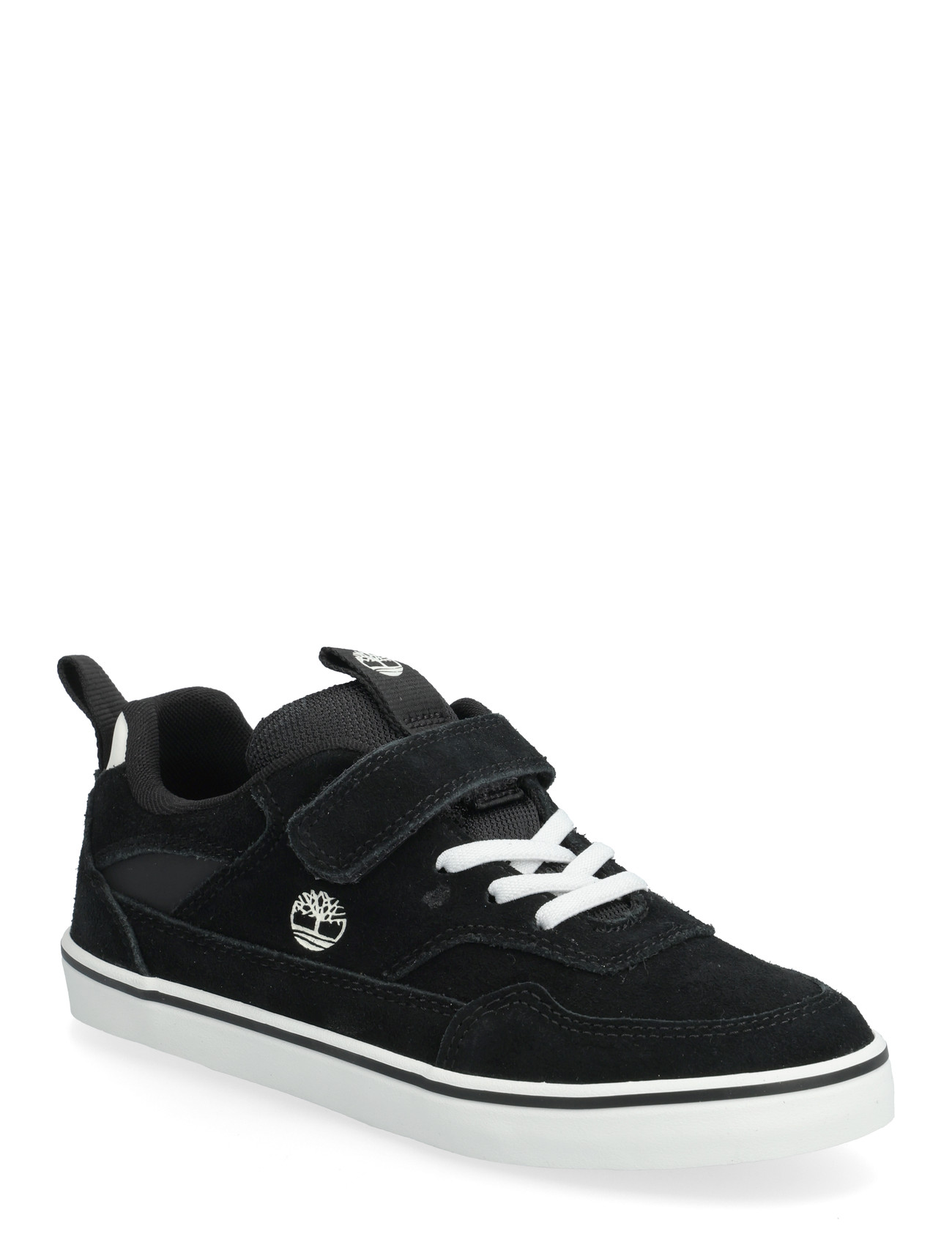 Timberland Stone Jump Low Hook & Loop Sneaker Black Suede, 34, Black, Sneakers > Sneakers Med Lav Top, Børn