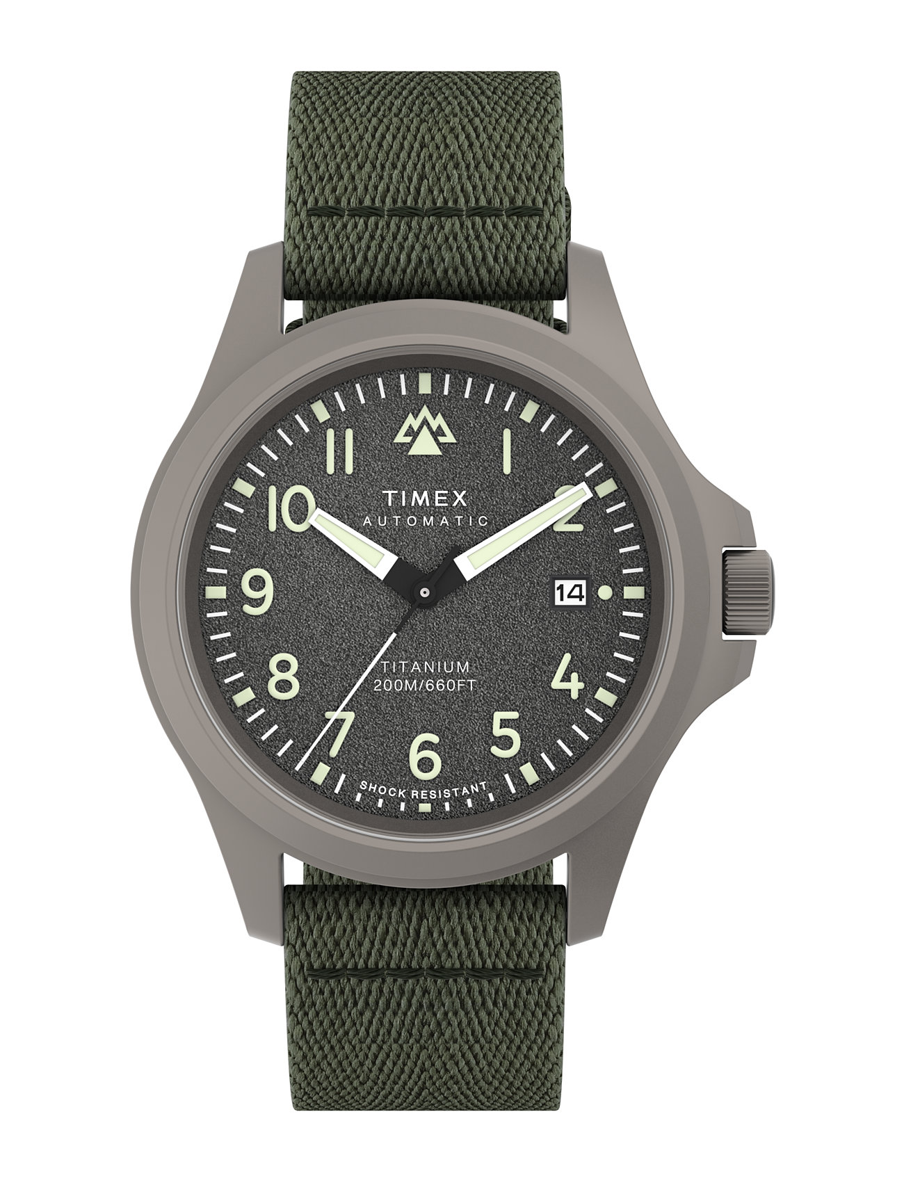 Timex Expedition North® Automatic, 41Mm Titanium Case, Gray Dial, Green Ocean Fabric Strap Grå