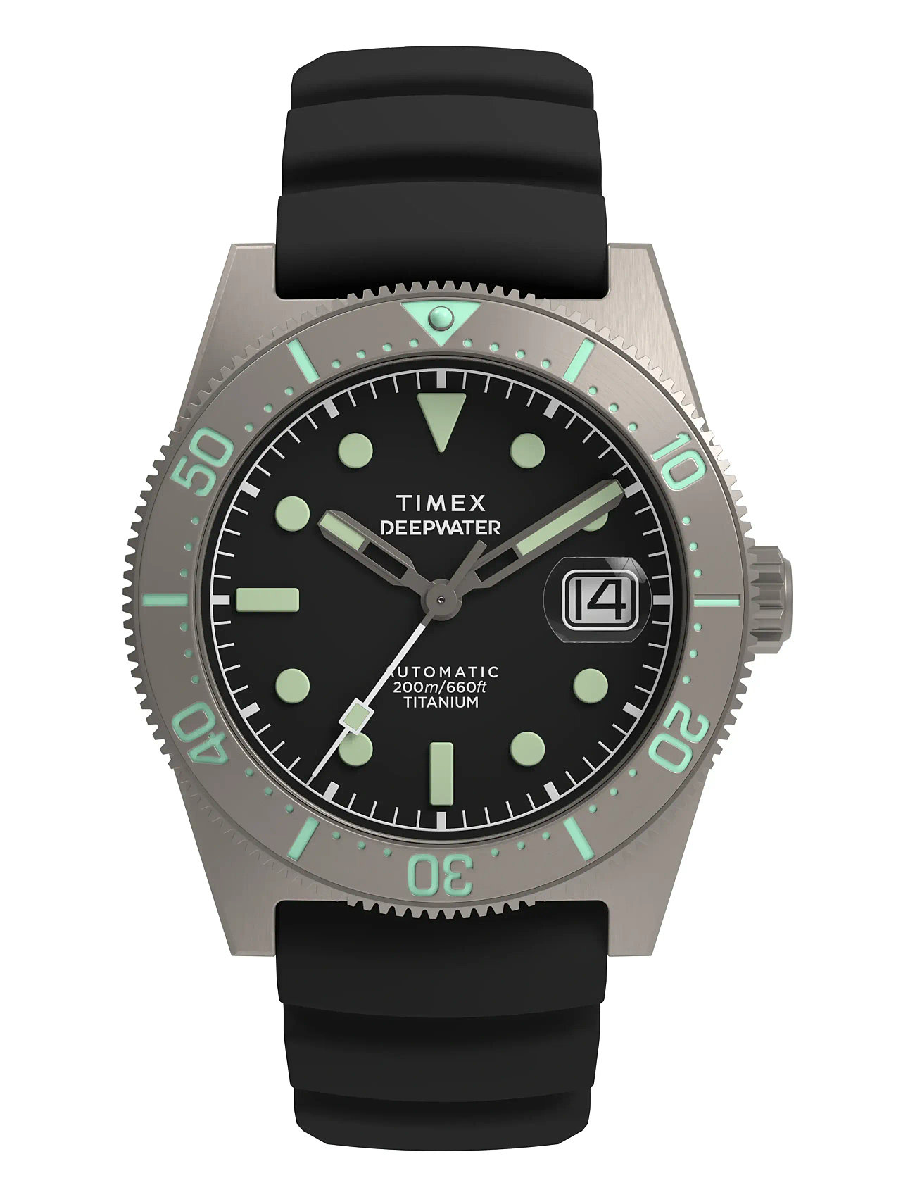Timex Deep Water Reef 200 Titanium Automatic Black Dial Black Rubber Strap Automatic, 41 MM, Black, Ure > Analoge Ure, Herre