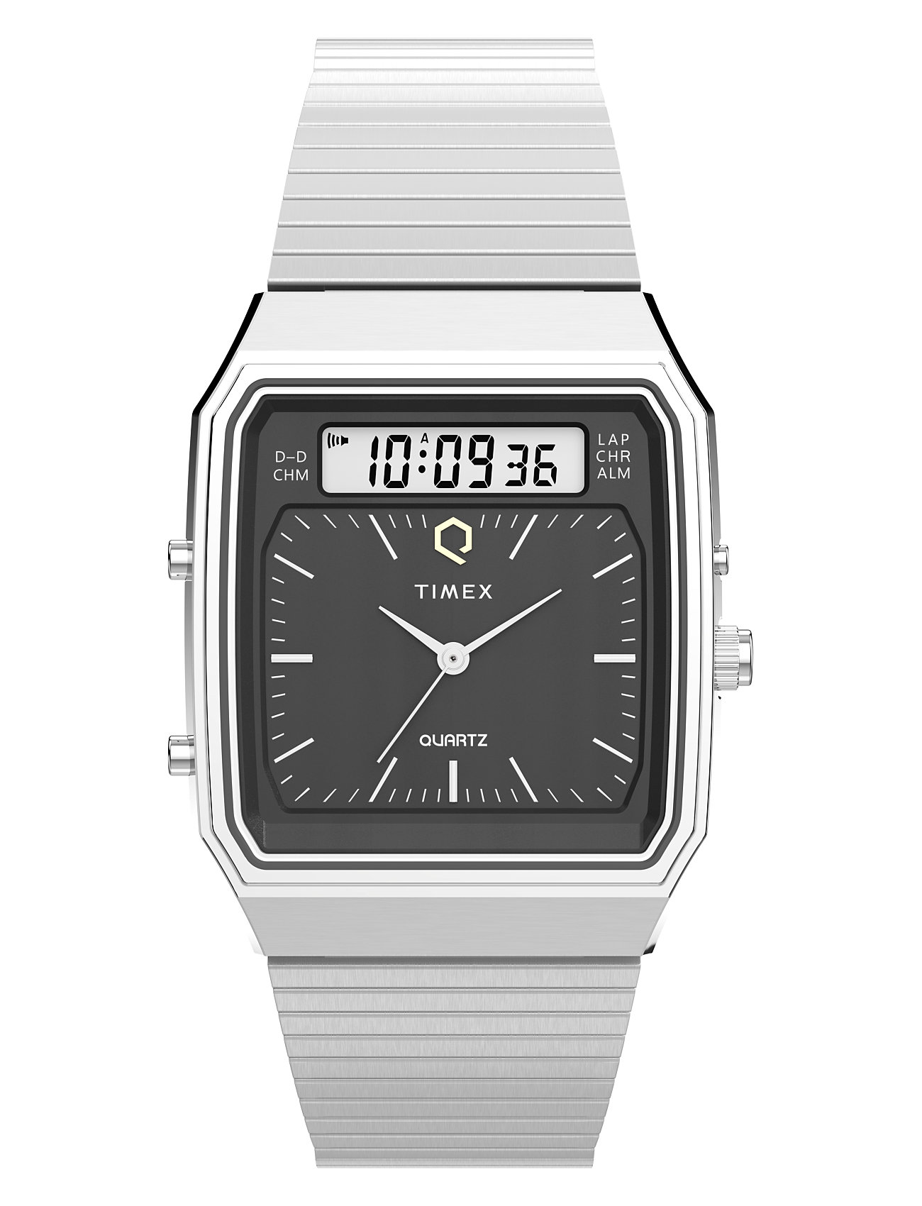 Timex Q Timex Fusion Analog Digital Sst Band Silver