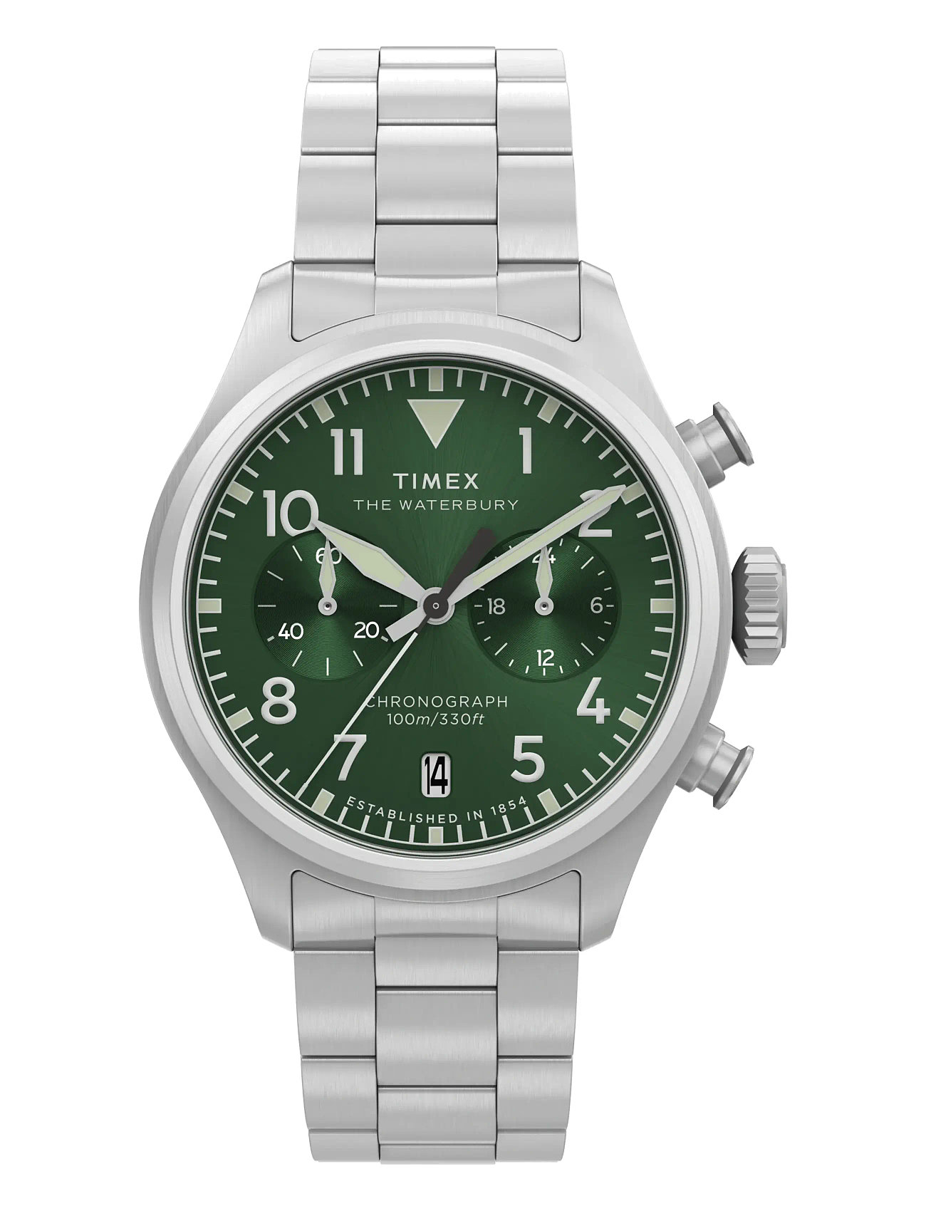 Timex Waterbury Ace Chronograph Sst Case Green Dial Bracelet, 41 MM, Green, Ure > Analoge Ure, Herre
