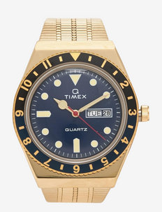 Q Timex - pulksteņi - gold-tone case / blue dial / gold-tone bracelet