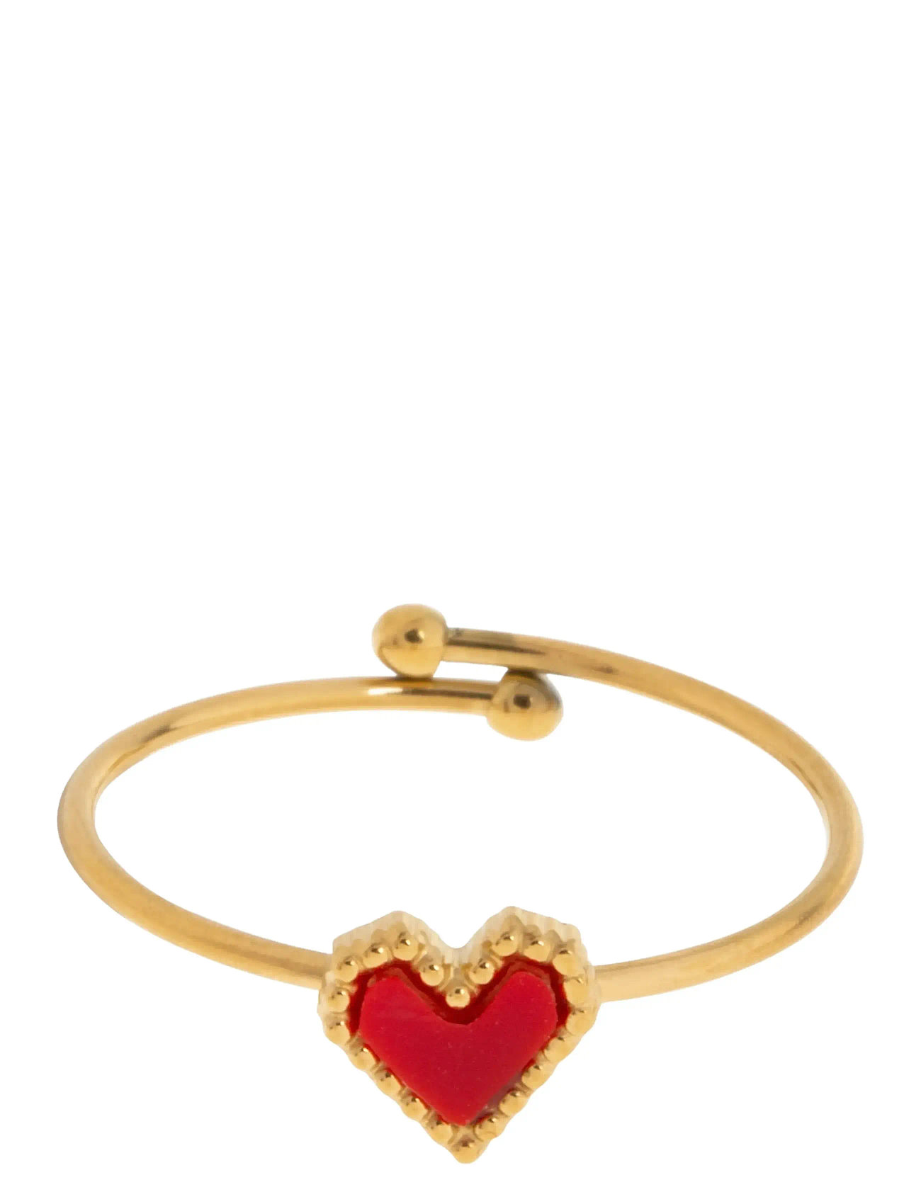 TIMI OF SWEDEN Sarah - Rot Heart Ring Stainless Steel Gold - 53 - Damen
