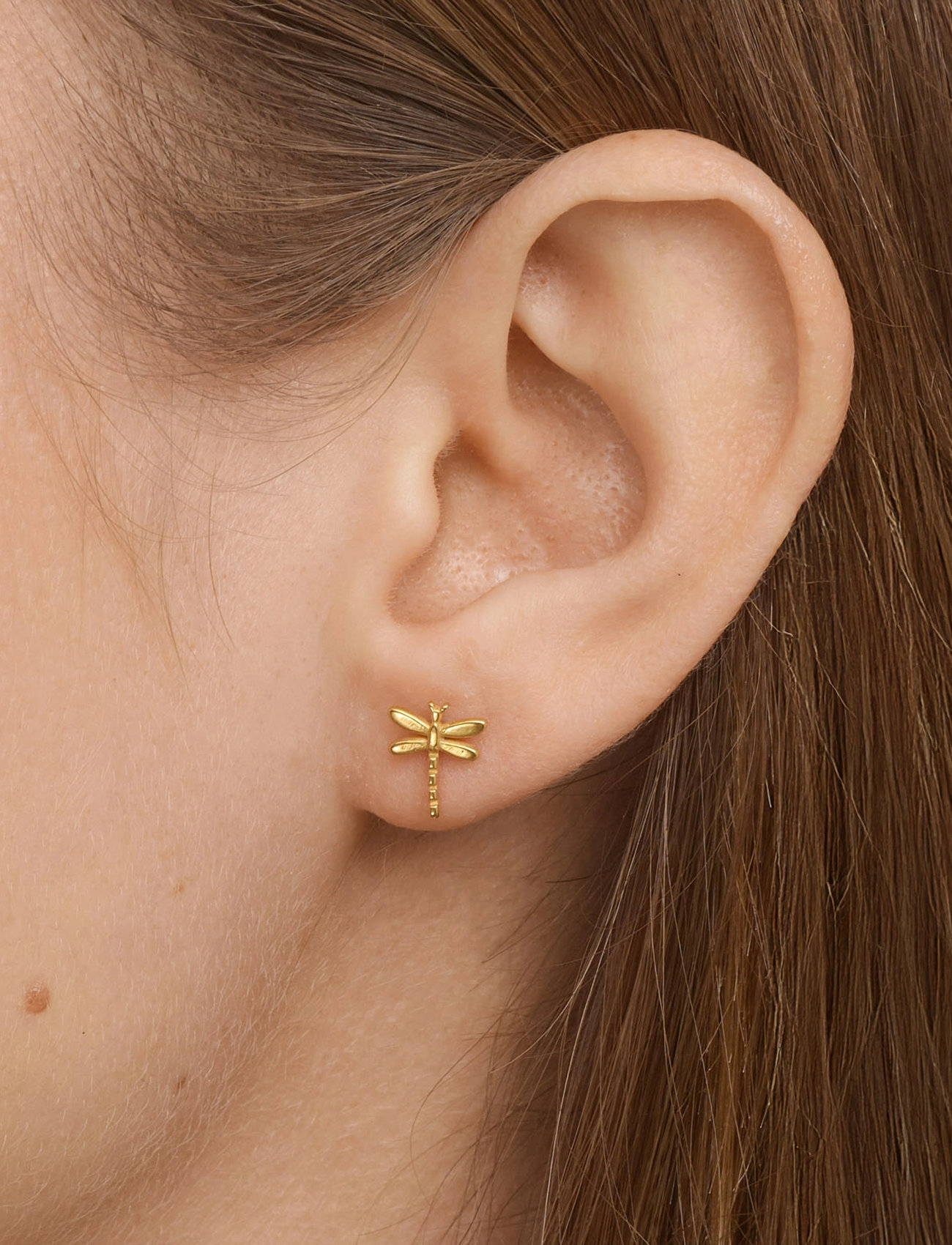 Timi of Sweden Marina - Dragonfly Stud Earrings Stainless Steel, One Size, Gold, Øreringe > Ørestikker, Dame