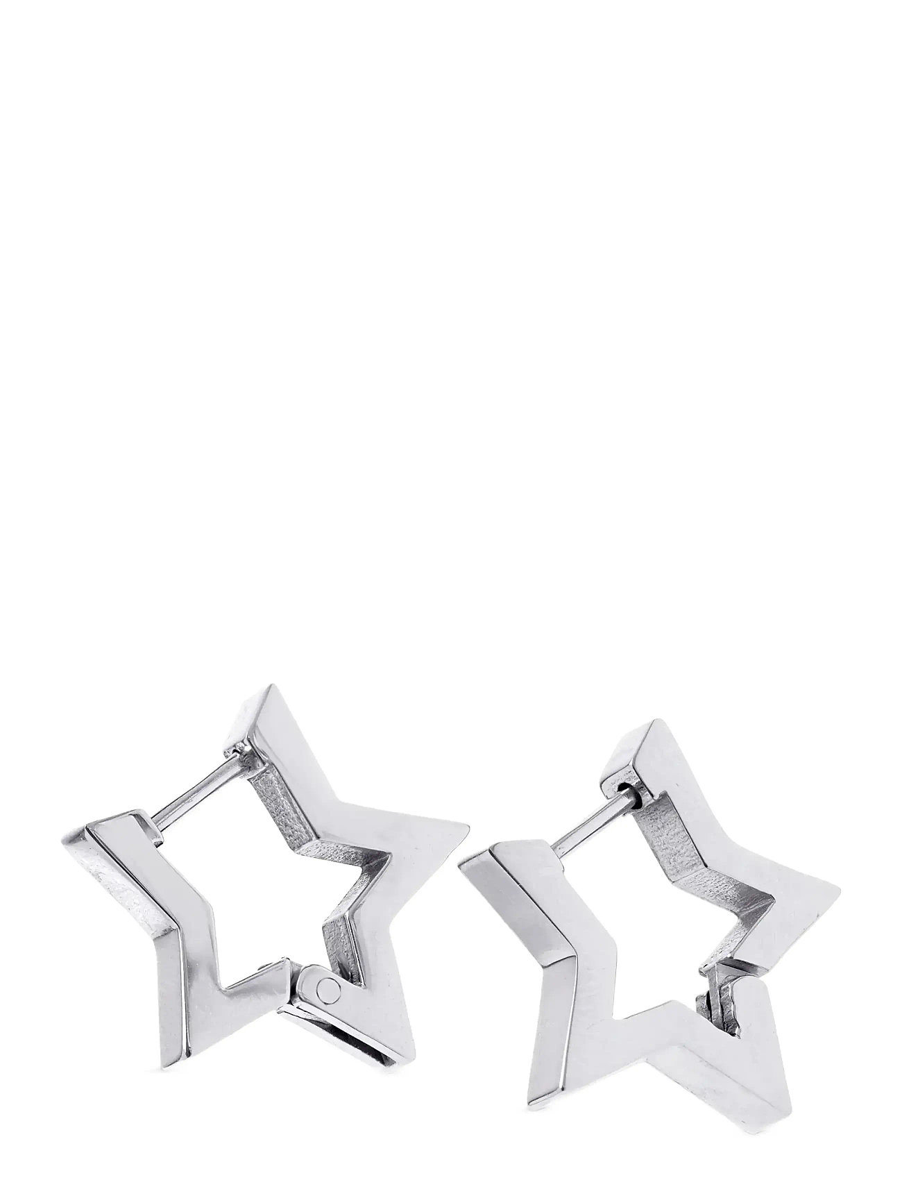 Timi of Sweden Vilda - Star Hoop Earrings Stainless Steel, One Size, Silver, Øreringe > Creoler, Dame