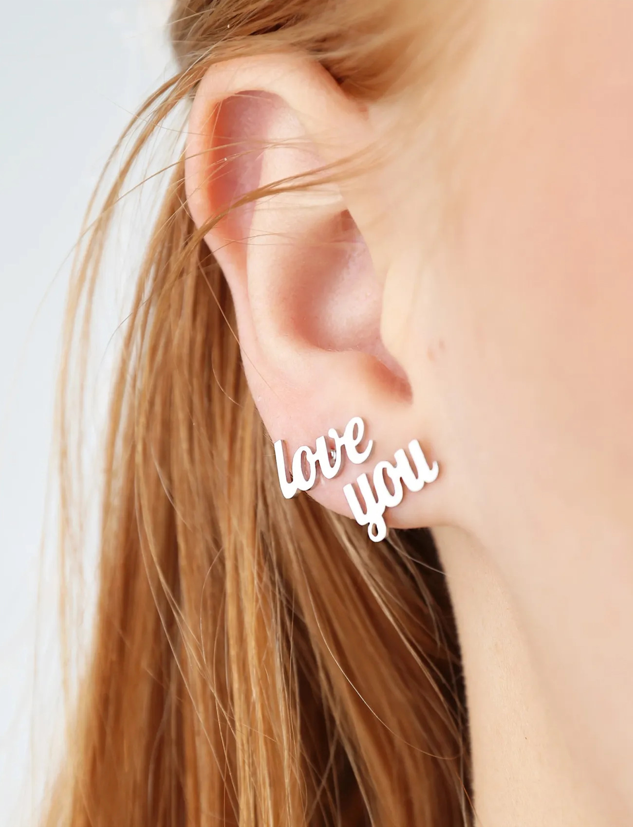 Timi of Sweden Ina - Love You Stud Earrings Stainless Steel, One Size, Silver, Øreringe > Ørestikker, Dame