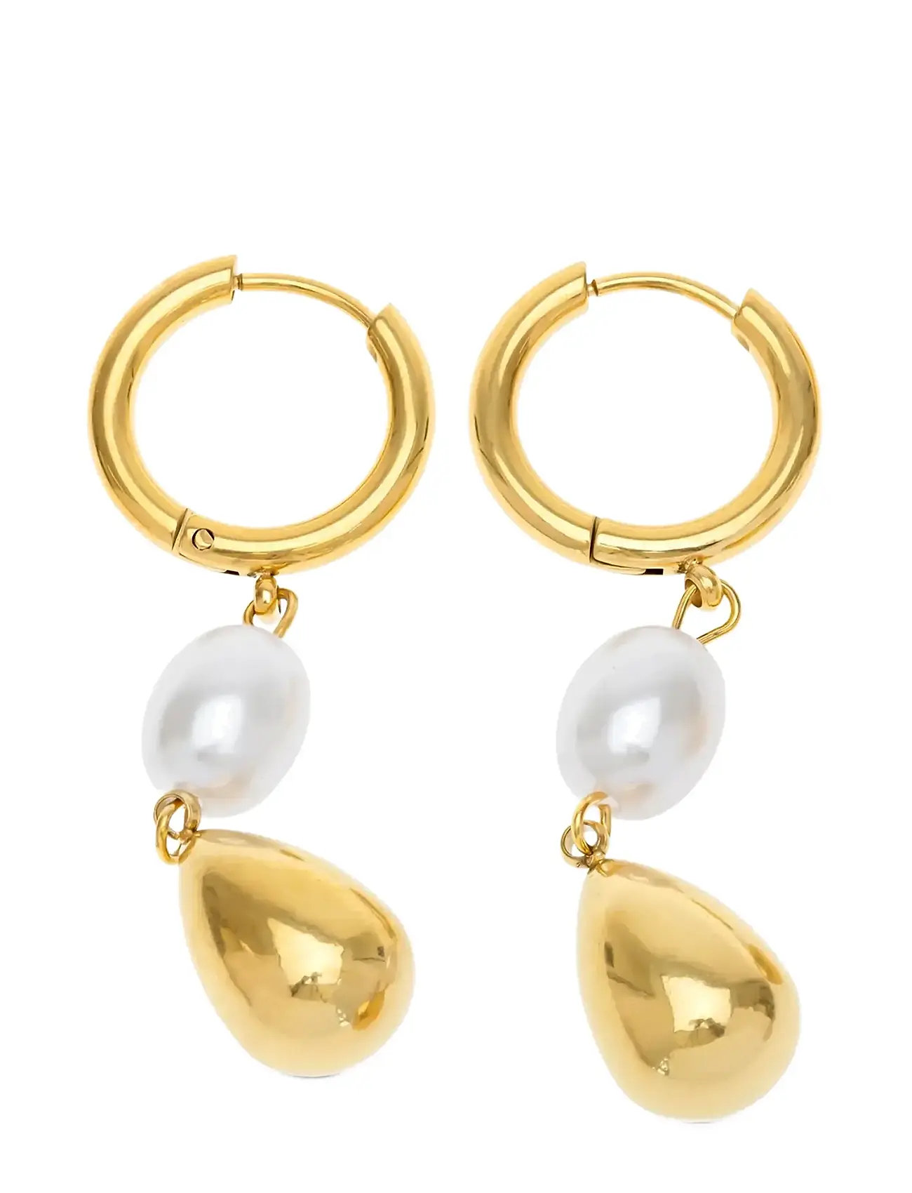 TIMI OF SWEDEN Laura - Pearl Hoop Ohrringe Stainless Steel Gold - One Size - Damen