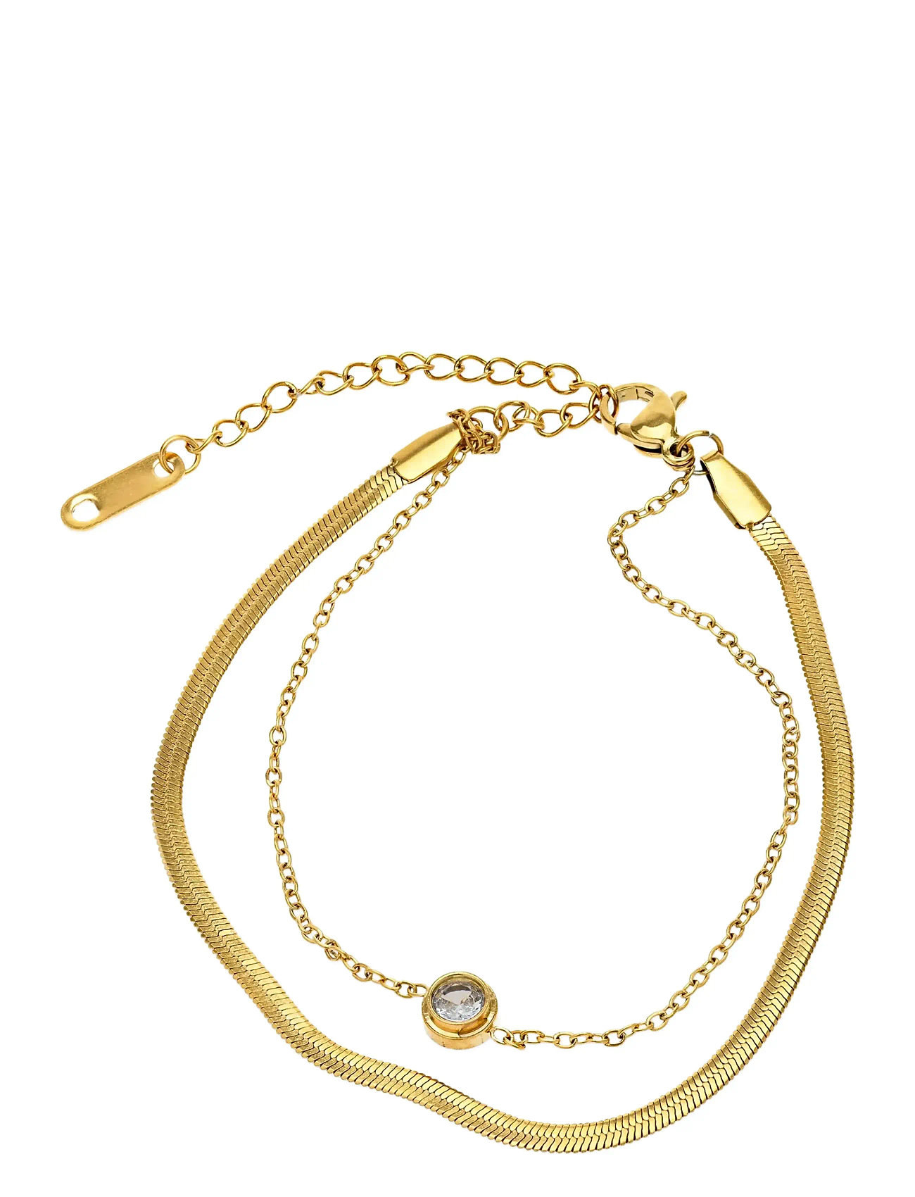 TIMI OF SWEDEN Solvej - Duo Chain Armband Stainless Steel Gold - One Size 17 Cm - Damen