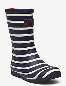 Jnr Roll Up Welly - unlined rubberboots - navy stripe