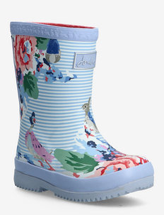 Baby Welly Print - lined rubberboots - white stripe floral