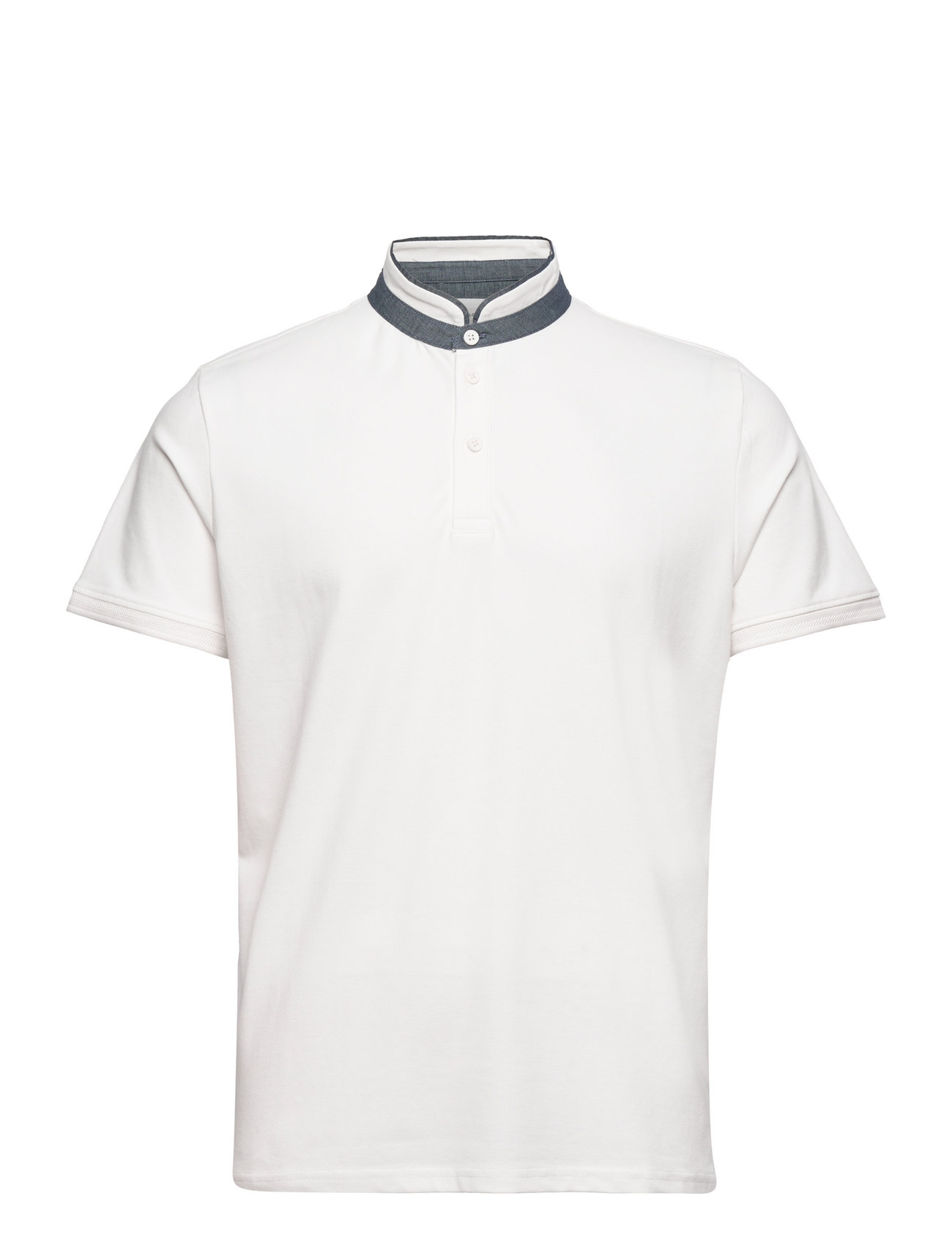 Mao Collar Poloshirt Polos Short-sleeved Vit Tom Tailor