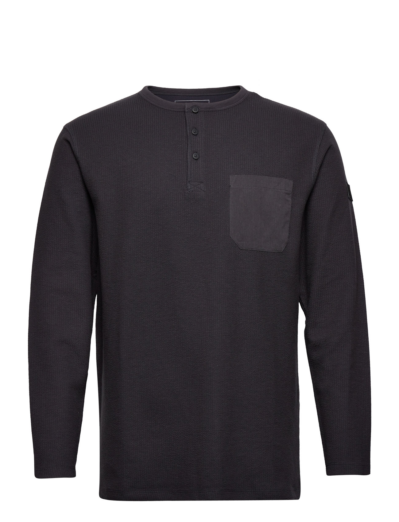 Structured Henley Longsleeve T-shirts Long-sleeved Grå Tom Tailor