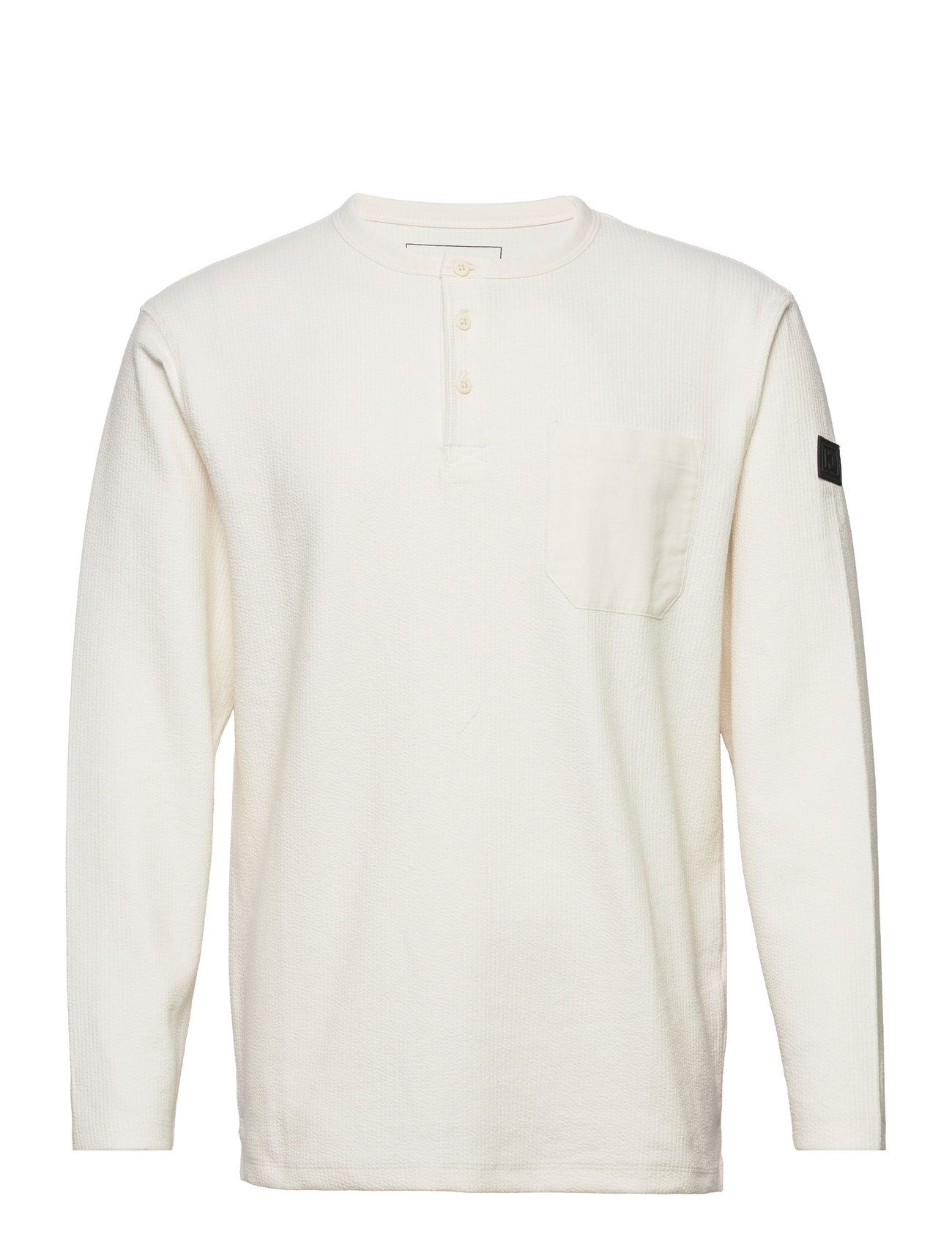 Structured Henley Longsleeve T-shirts Long-sleeved Creme Tom Tailor