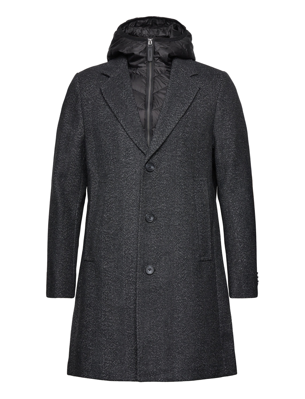 Wool Coat 2 In 1 With Hood Yllerock Rock Grey Tom Tailor