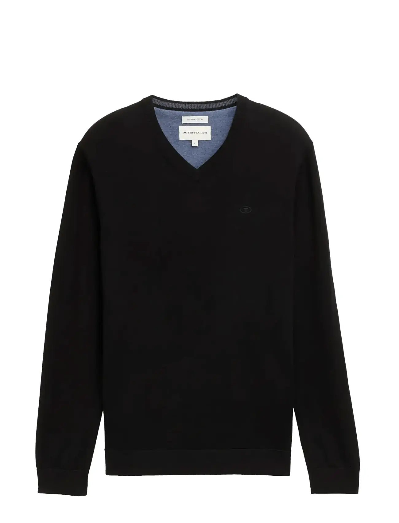 TOM TAILOR Basic V-Ausschnitt Knit Schwarz - L - Herren