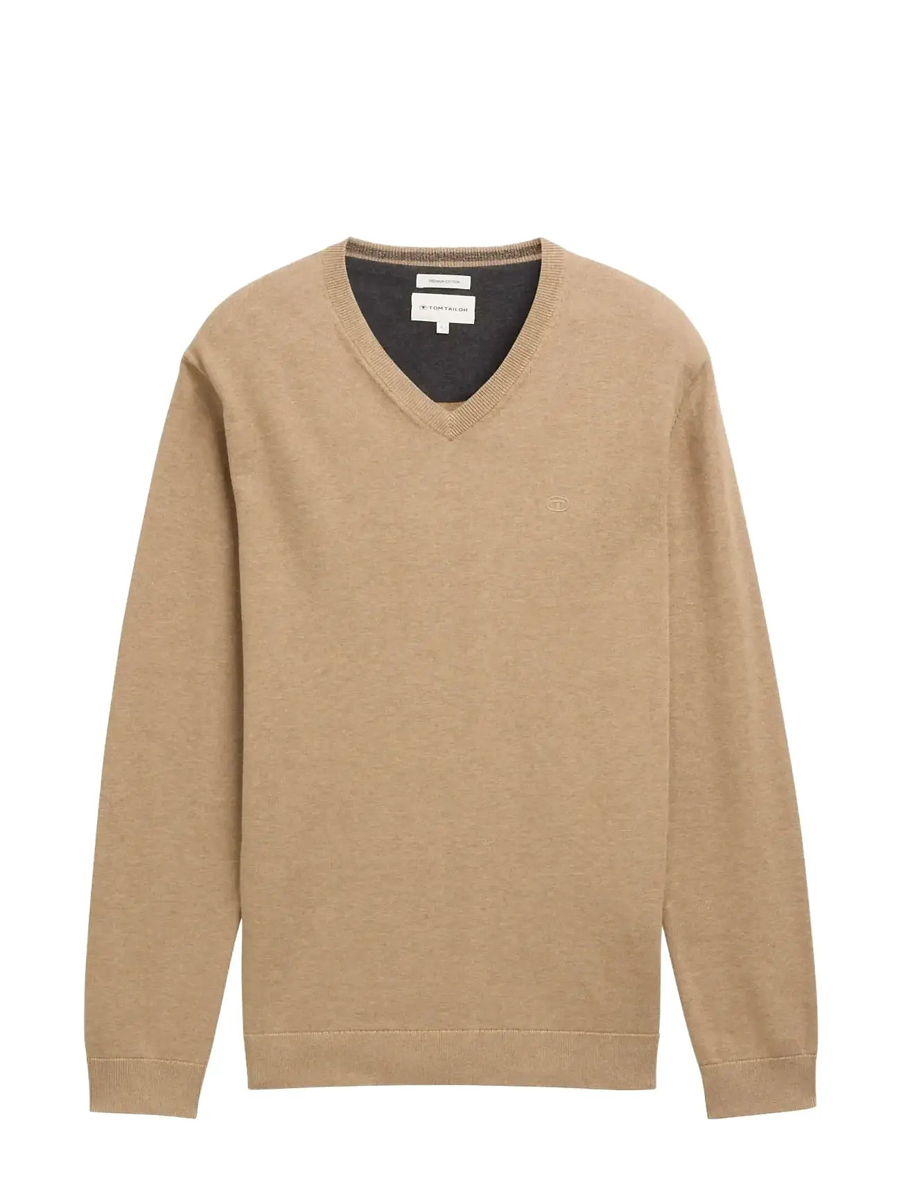 TOM TAILOR Basic V-Ausschnitt Knit Beige - L - Herren