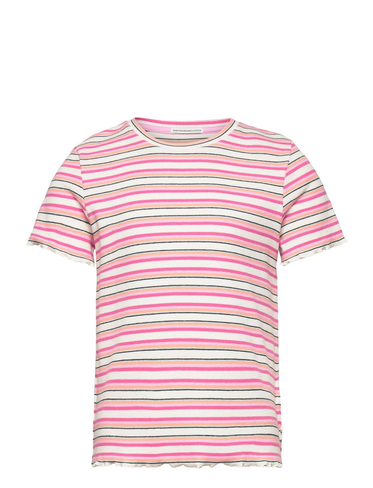 Lurex Striped Rib T-Shirt Pink Tom Tailor