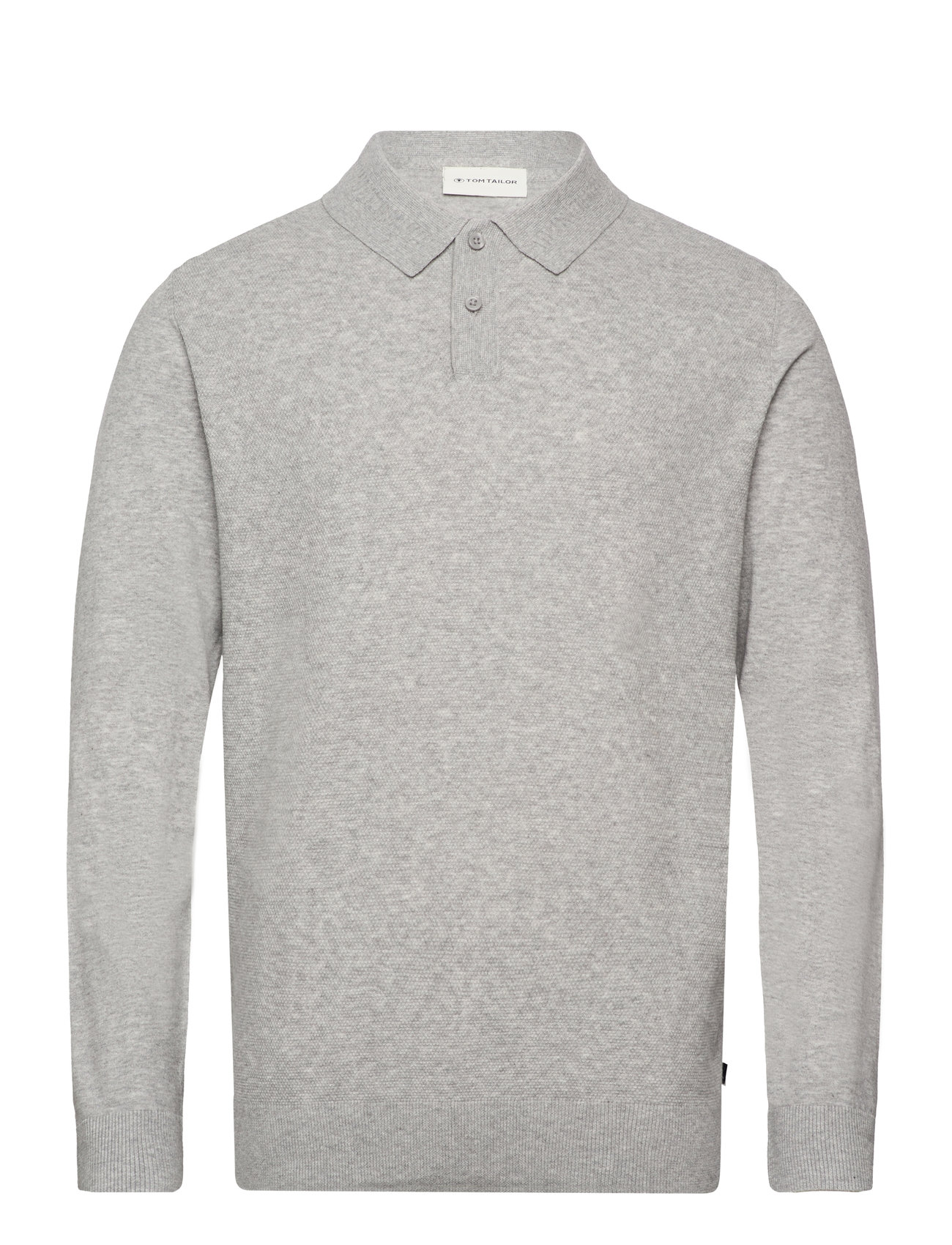 Cosy Structured Knit Polo Tops Knitwear Long Sleeve Knitted Polos Grey Tom Tailor