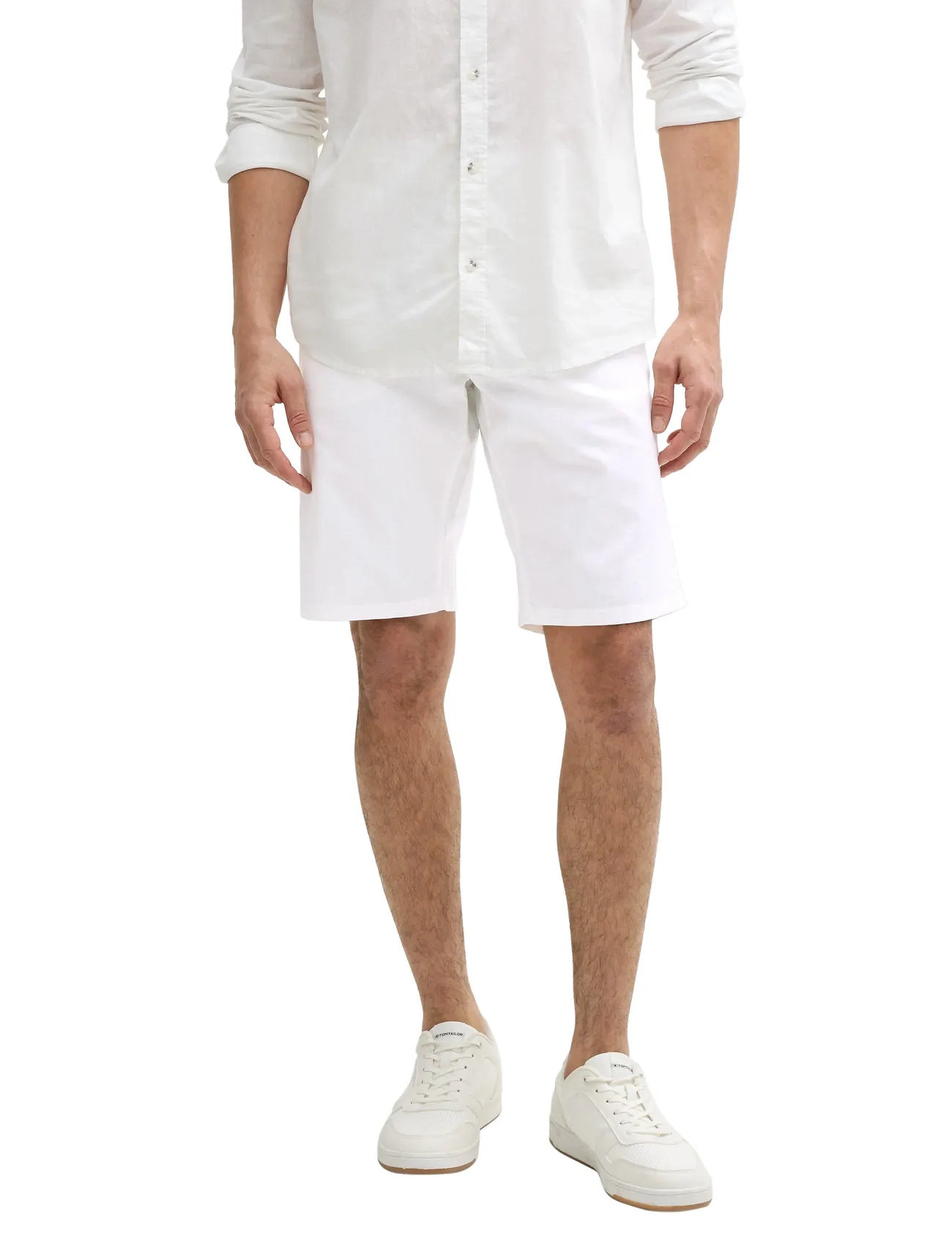 Tom Tailor Regular Linen Chino Shorts, 32, White, Shorts > Chinoshorts, Herre