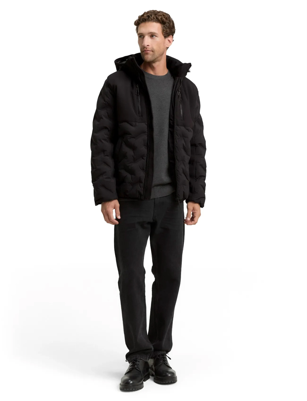 Tom Tailor Hybrid Puffer Jacket, 3XL, Black, Jakker > Vatterede Jakker, Herre