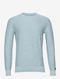pullover with washed effect - okrągły dekolt - calm cloud blue