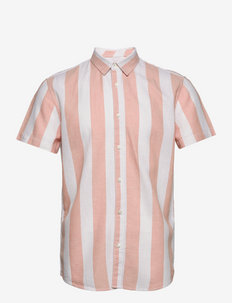 striped shirt - linen shirts - coral white big block stripe