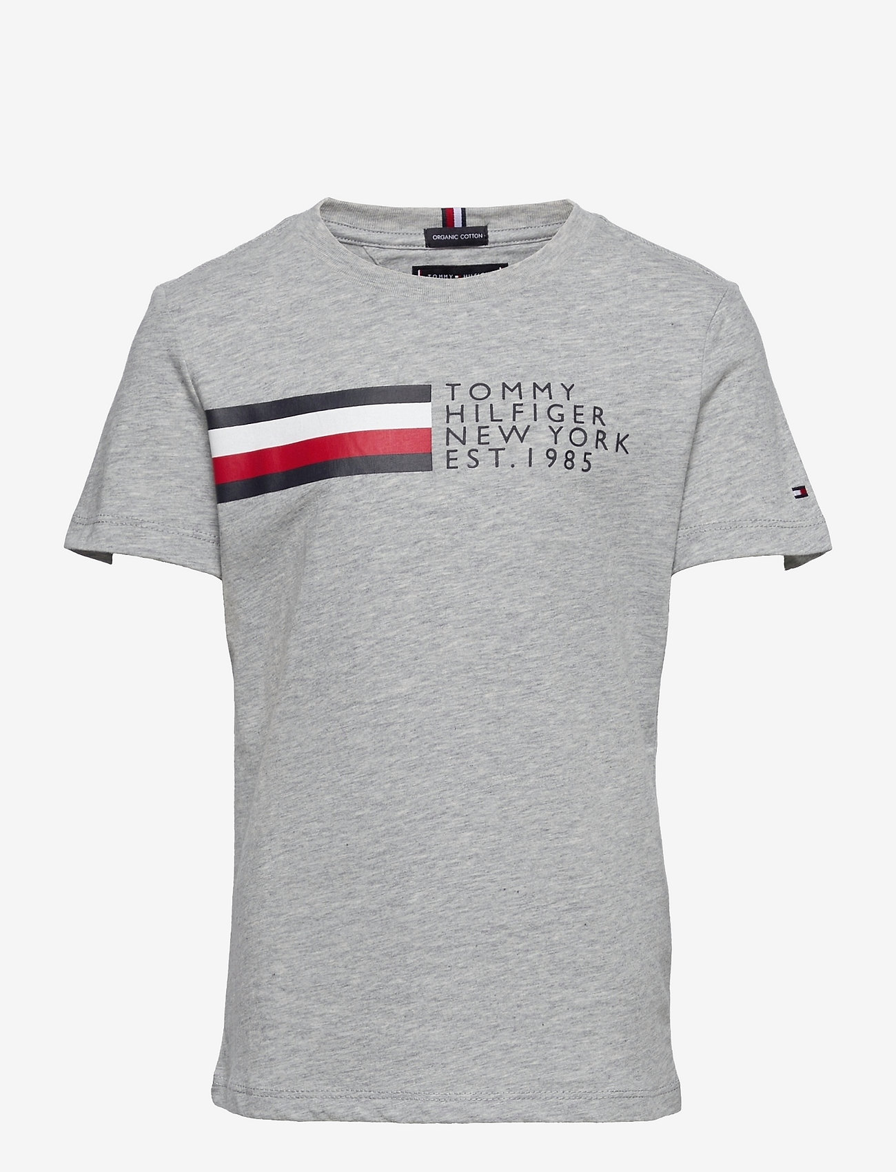 Tommy Hilfiger - GLOBAL STRIPE GRAPHIC TEE S/S - pattern short-sleeved t-shirt - grey heather - 0