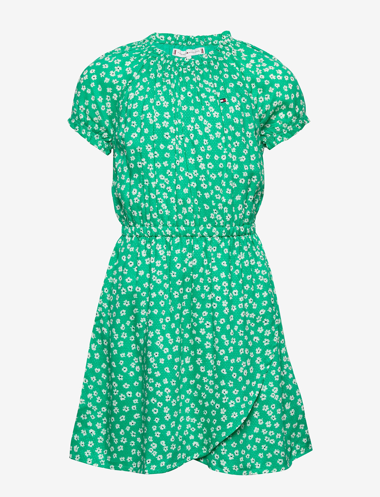 green flower wrap dress