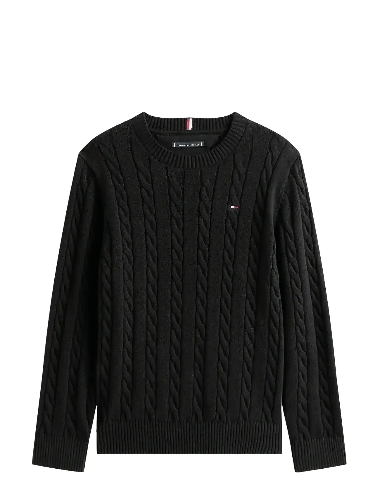 TOMMY HILFIGER Baumwolle Cable Pullover Schwarz - 140 - Kinder