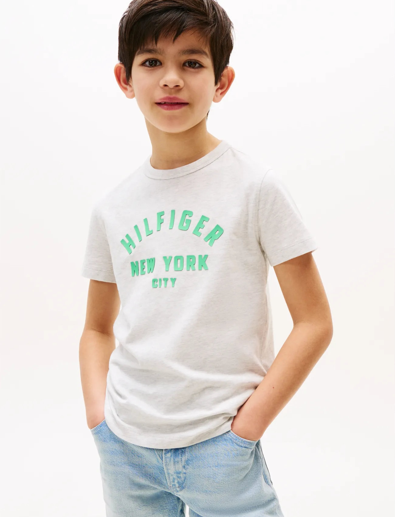 Tommy Hilfiger Curved Hilfiger Graphic Tee Ss, 164, Grey, T-Shirts > Kortærmede, Børn