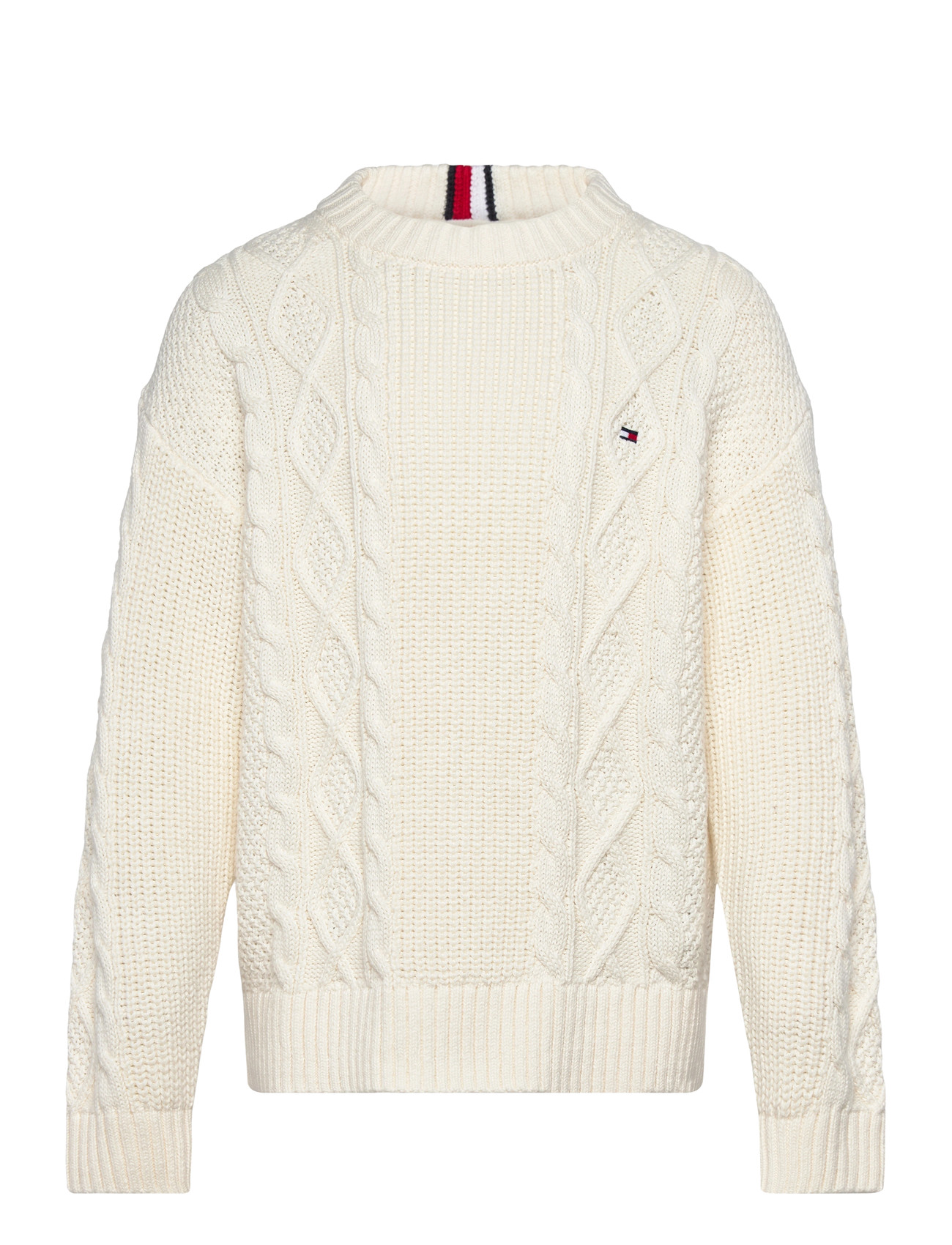 TOMMY HILFIGER Baumwolle Cable Mix Graphic Pullover Weiß - 164 - Kinder