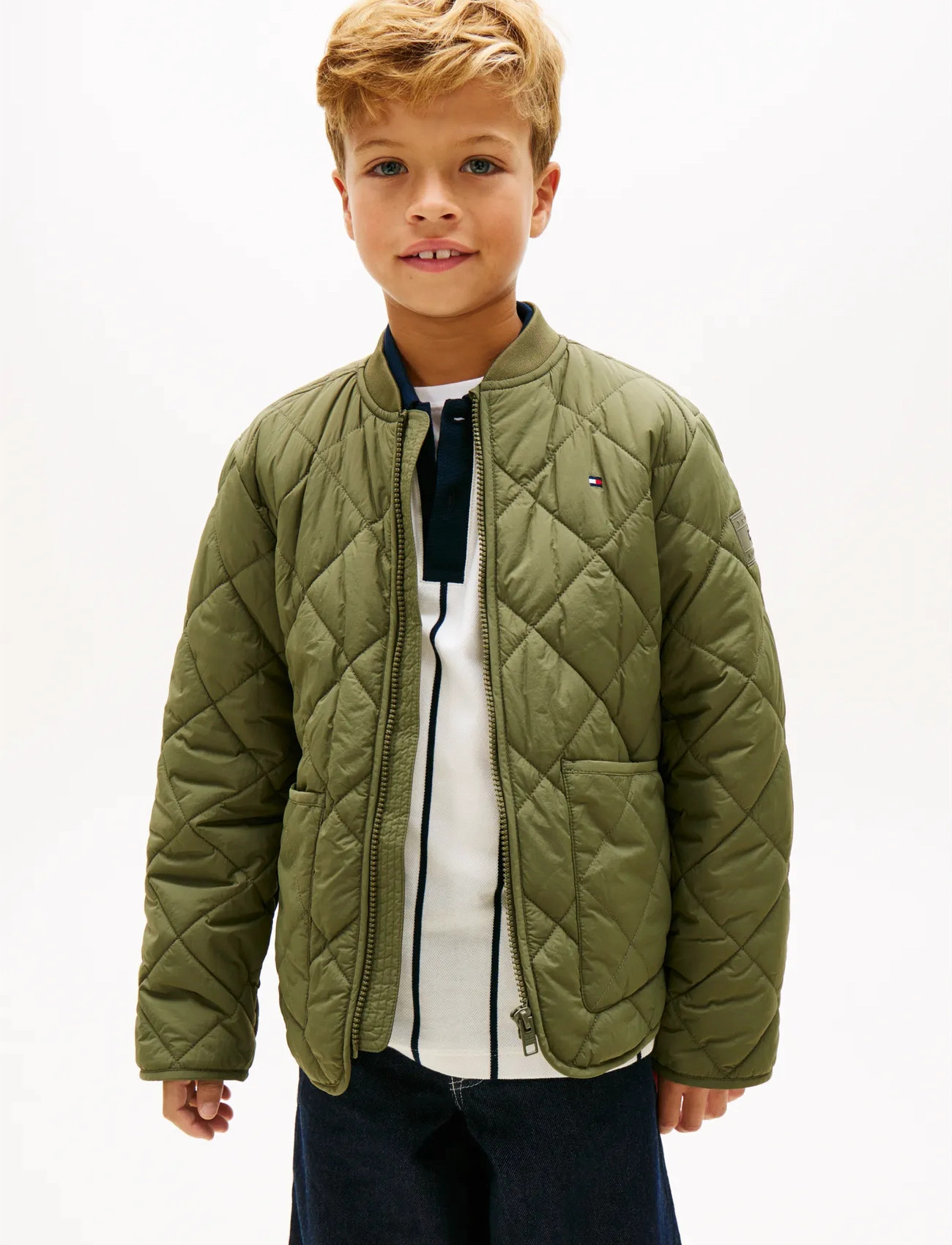Tommy Hilfiger Quilted Light Weight Jacket, 140, Khaki green, Jakker & Frakker > Quiltede Jakker, Børn